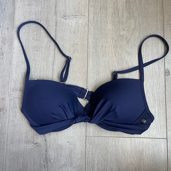 La Vie En Rose Twist Push Up Navy Blue Bikini Top XS - Picture 1 of 6